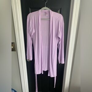 Skims Lilac Purple Ribbed Belted Lounge Robe-Size S